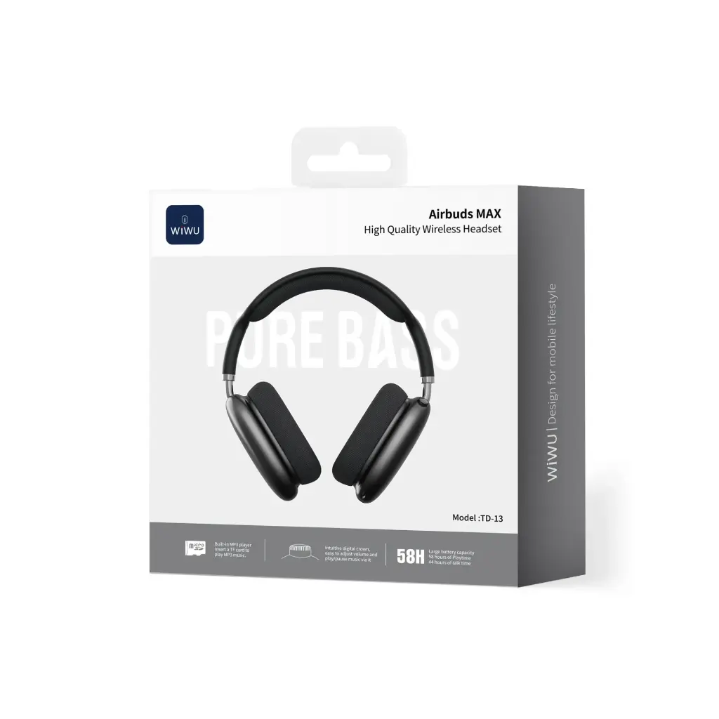 Auriculares Bluetooth Cascos WiWU Airbuds Max TD-13 58H Negro