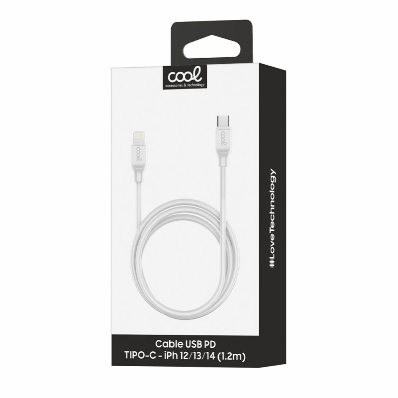 Cable USB-C a Lightning COOL Blanco