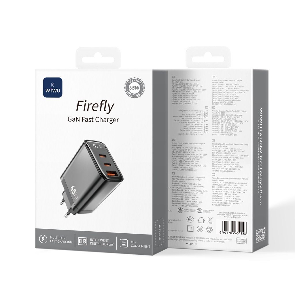 Adaptador Red GaN 65W WiWU Firefly