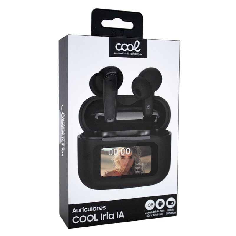 Auriculares Bluetooth Earbuds TWS COOL Iria AI Negro