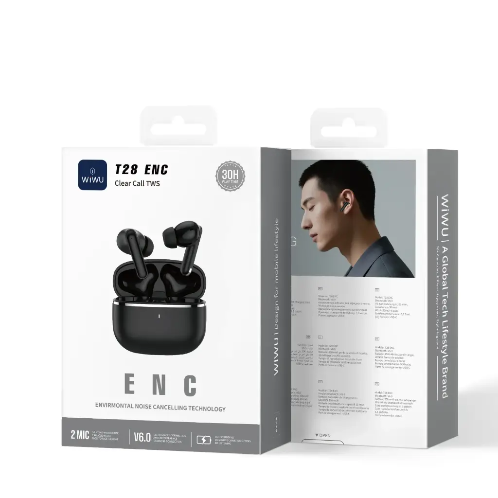 Auriculares Bluetooth TWS WiWU ENC T28 Negro