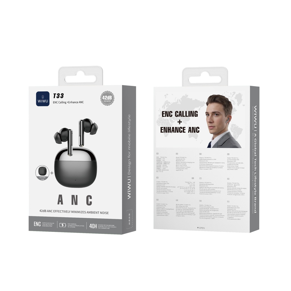 Auriculares Bluetooth WiWU ANC T33 Pro