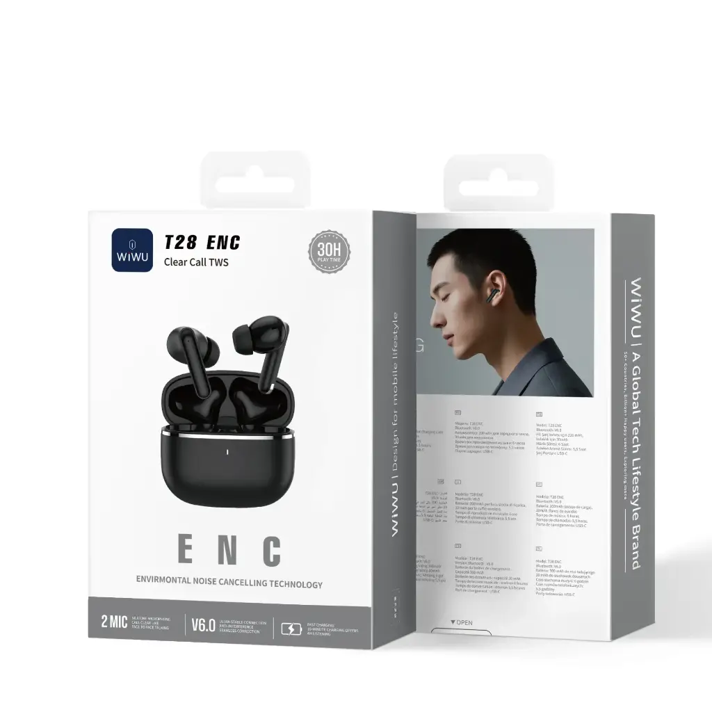 Auriculares Bluetooth TWS WiWU ENC T28 Negro