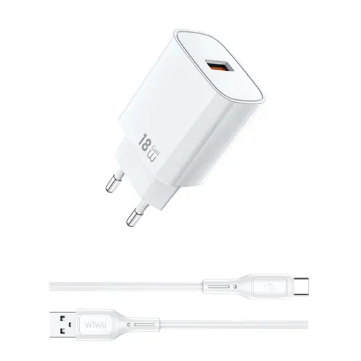 Cargador Red GaN 18W con cable USB-A a USB-C WiWU Essen