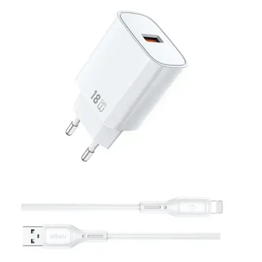 [6977703654769] Cargador Red GaN 18W con cable USB-A a Lightning WiWU Essen
