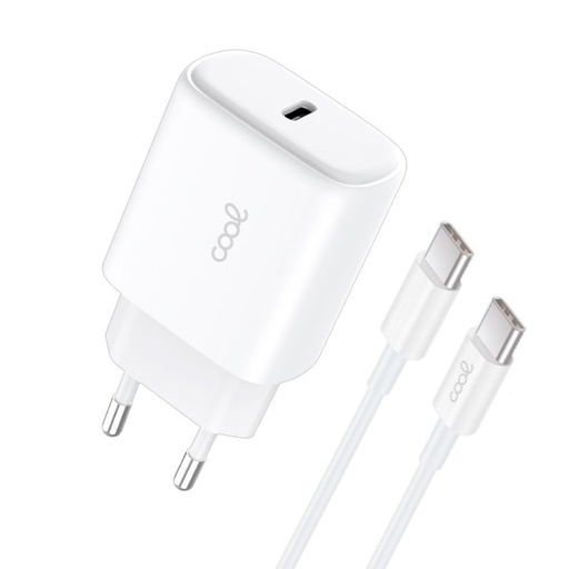 [8434847079288] Cargador Red PD 25W con cable USB-C a USB-C COOL Blanco