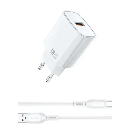 [6977703653786] Cargador Red GaN 18W con cable USB-A a USB-C WiWU Essen